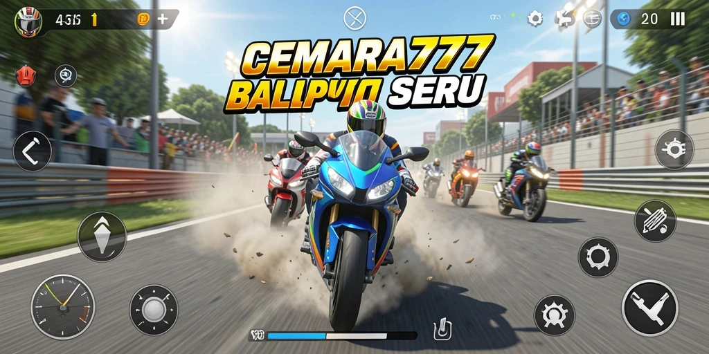 Tampilan gameplay CEMARA777 yang mendebarkan dengan balapan motor.