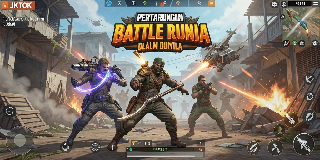 Tangkapan layar menunjukkan aksi pertarungan intens di JKTOK Battle Royale.