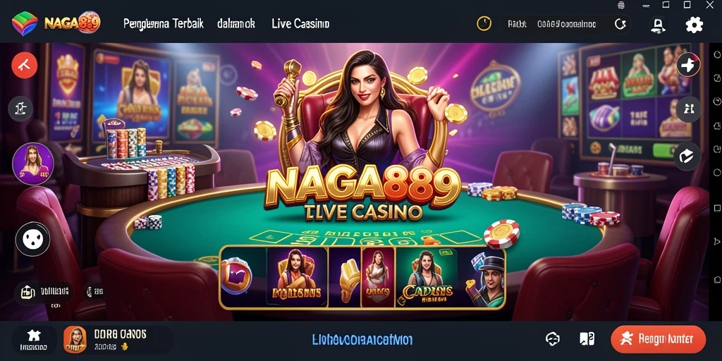 Screenshot NAGA889 menampilkan dealer langsung dalam permainan Live Casino.