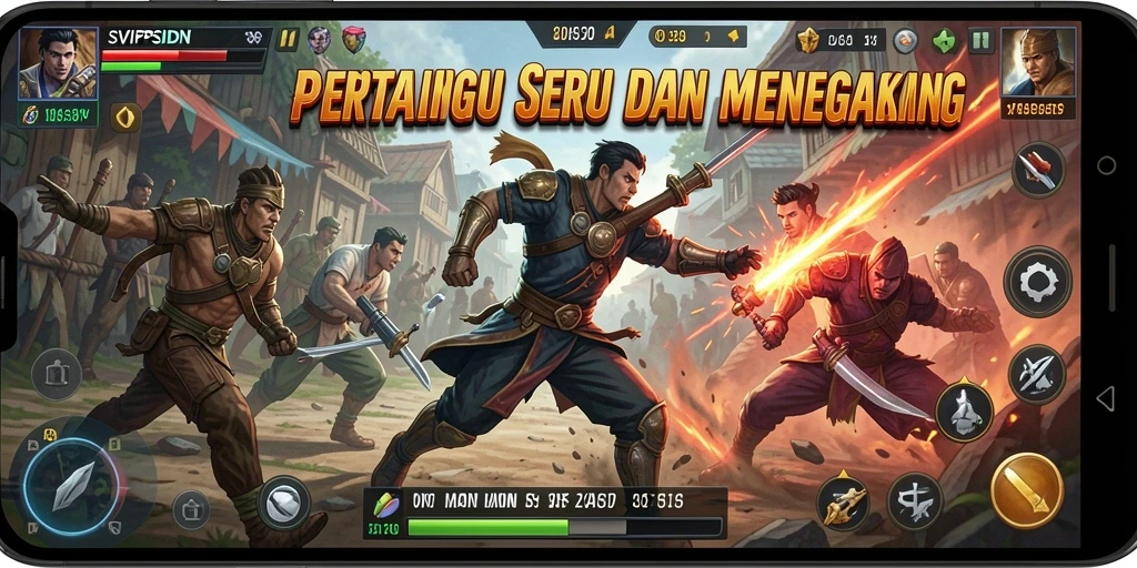 Screenshot gameplay SVIPSIDN menampilkan pertarungan yang mendebarkan.