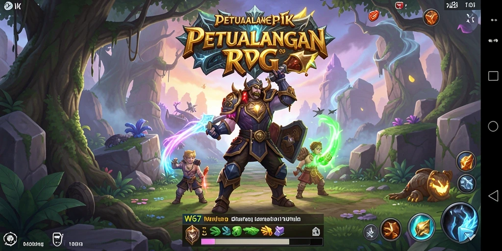Tampilan gameplay W67, menyajikan pertarungan seru dalam dunia RPG.